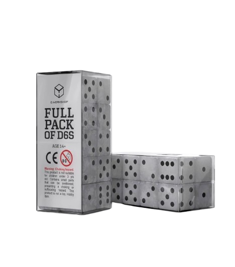 Dados Full Pack of D6s Gris y Negro (20 unidades) - Q Workshop