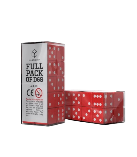 Dados Full Pack of D6s Rojo y Blanco (20 unidades) - Q Workshop